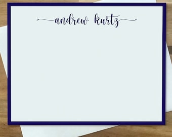 Customizable Script Stationery Set, Personalized Cursive Notecards for Women, Swash font, Thoughtful gift, Multiple Colors, For her, A2