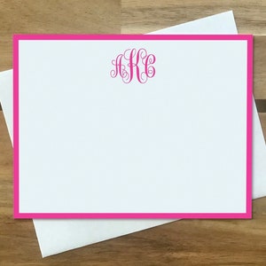 Traditional Monogrammed Stationery Set, Script font for Women, Classic Initial Notecards, Swash Monogram, Personalized Stationary Pack, Gift