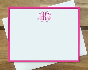 Traditional Monogrammed Stationery Set, Script font for Women, Classic Initial Notecards, Swash Monogram, Personalized Stationary Pack, Gift