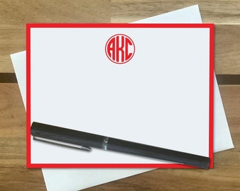 Personalized Monogram Stationery Set, Custom Notecard for Women, Monogram Stationary for Men Border, Thick Cardstock, A2, Colorful, Envelope