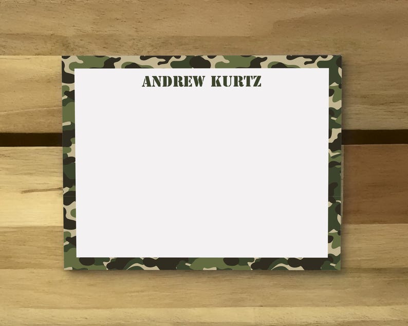 Personalized Notepad Military Custom Camo Notecards, Personalized Military Stationery Set, Stylish ...