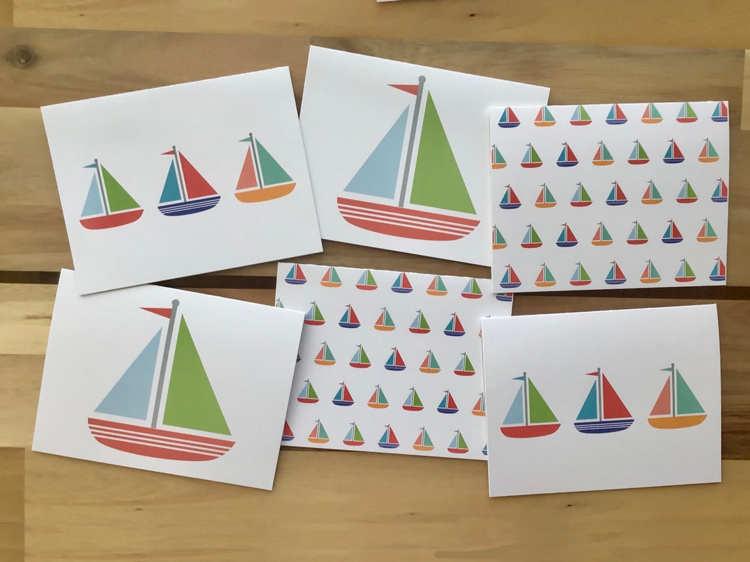 Sailboat Stationery Set 6 Pack Boat Note Cards Ship Letter Etsy