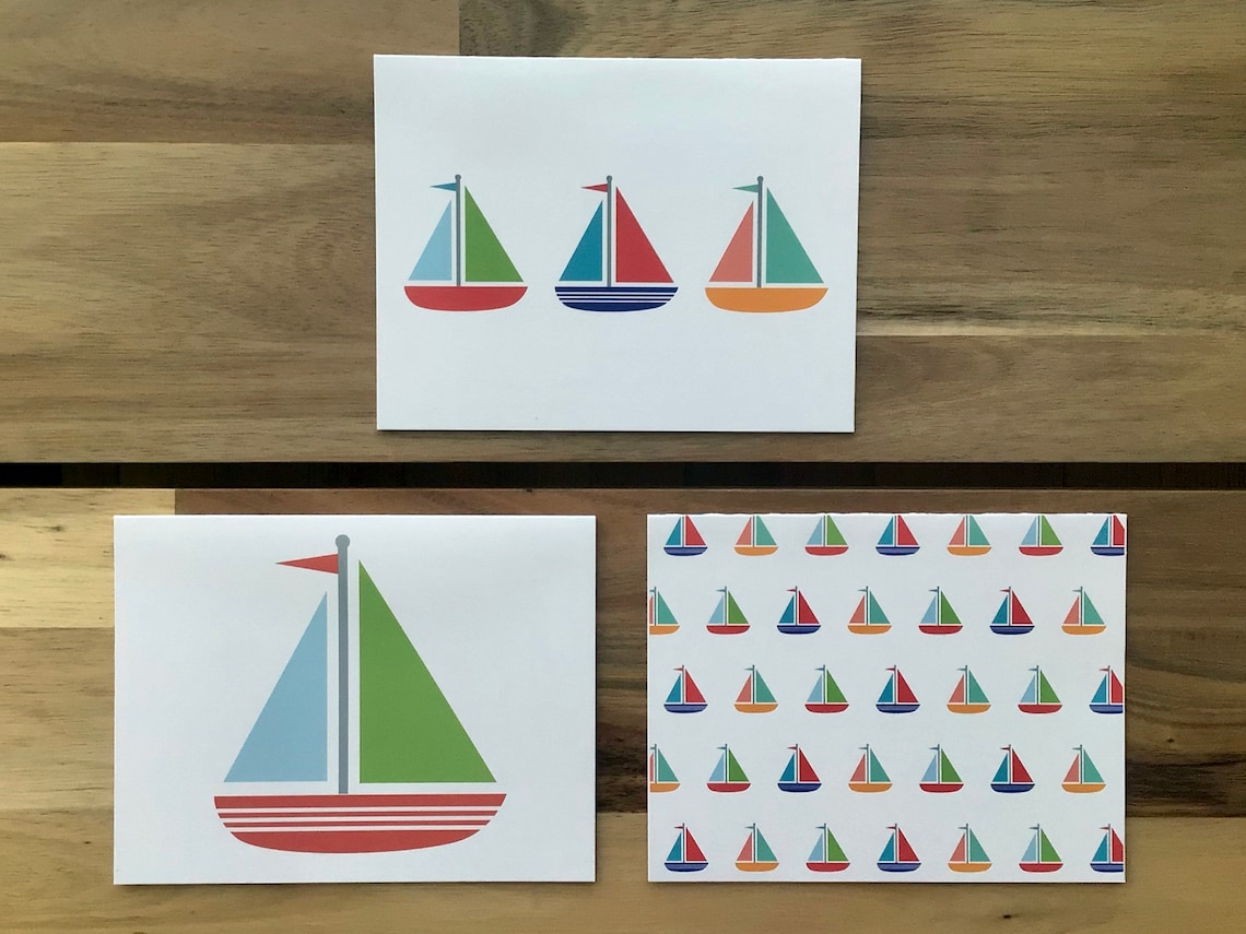Sailboat Stationery Set 6 Pack Boat Note Cards Ship Letter Etsy