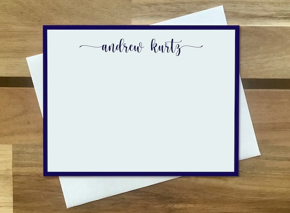 Customizable Script Stationery Set, Personalized Cursive Notecards for Women, Swash font, Thoughtful gift, Multiple Colors, For her, A2