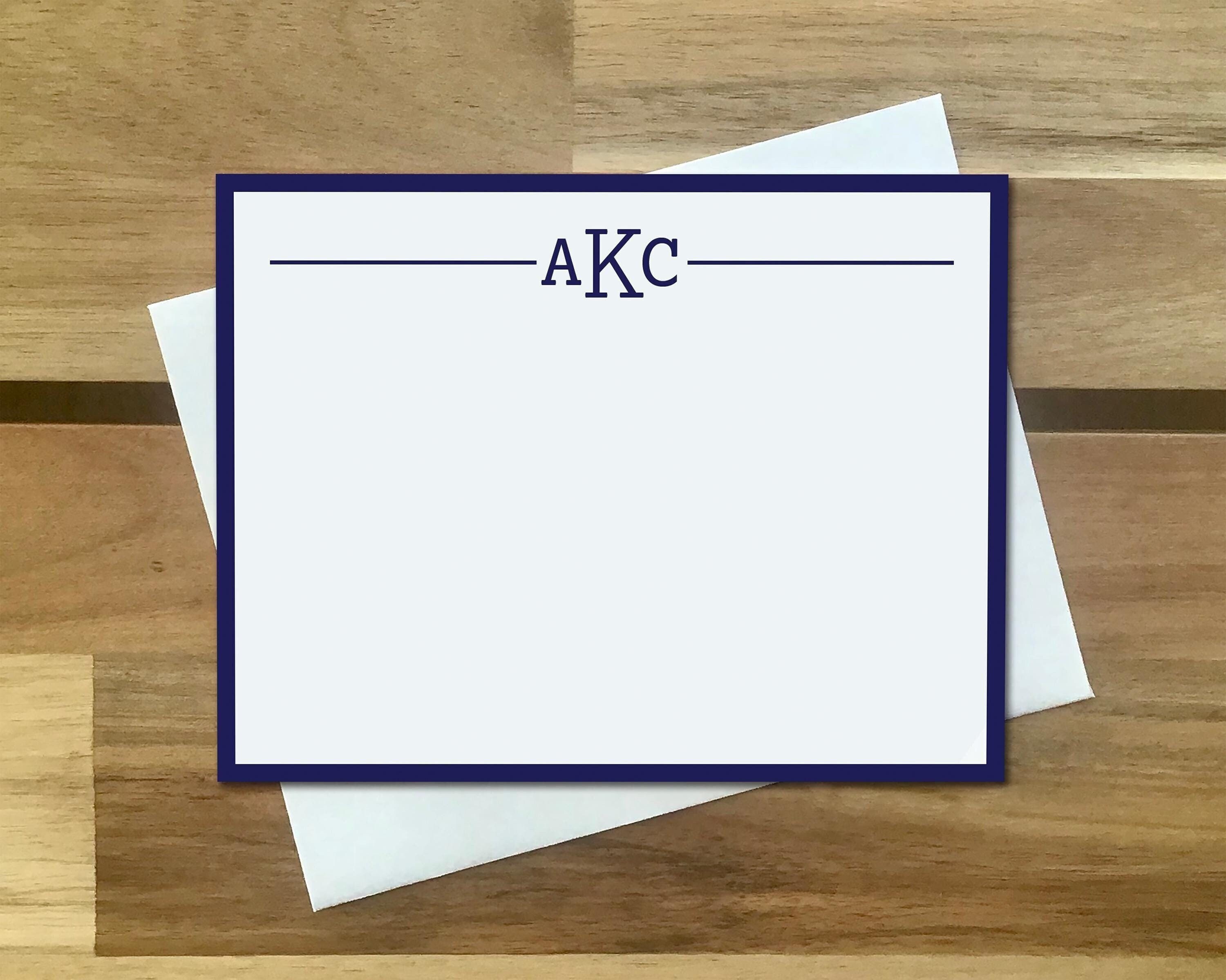Initial Stationery for Men, Personalized Monogram Notecards ...