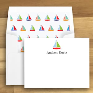 Personalized Sailboat Stationery Set, Custom Nautical Theme, Bespoke Name Cards, Unique Gift for Kids, Stationery Under 20, Thoughtful Gift