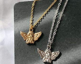 Dainty Silver Cherub Necklace: Hypoallergenic Cupid Angel Pendant