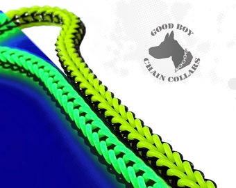 Glow in the Dark Yellow Silicone, Chain Collar for fetish wear