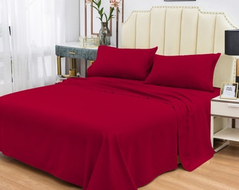 King Bamboo Sheets Set-Deep Pockets-Hypoallergenic-Fade,Wrinkle,Stain Resistant-4 Pieces