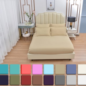 6 Piece Luxury Bamboo Sheets Set- Up To 16&quot; Deep Pockets, Eco-friendly, Wrinkle Free-1800 TC ,Extremely Soft - Bamboo Sheets,Split King Size