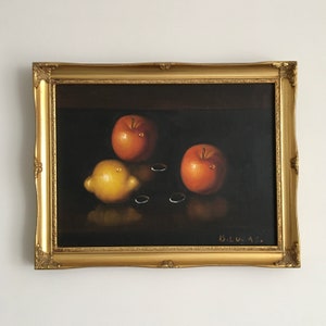 Vintage Still Life Oil on Canvas Painting