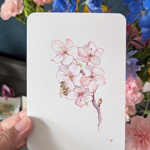 Kirschblüte Aquarell Postkarte Handgemachtes Sakura Kunst Geschenk für Sie