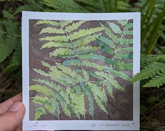 Fern Leaves Study – Original Plein Air Watercolor, 100 Days Series