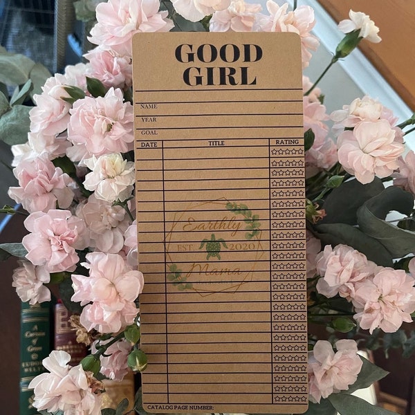 Good Girl Library Card | Reading List Bookmark | Vintage Library Bookmark | Book Catalog | Book Tracker | 2024 Book Challenge | Book Lover