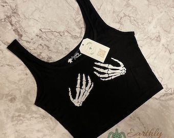 Manos de esqueleto / Pechos / Top corto / Camiseta sin mangas para hacer ejercicio / NUEVAS opciones de color / Camiseta sin mangas / Sencilla / Bonita / Divertida