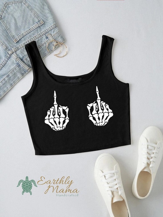 skull hands crop top