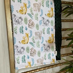 Safari Animals | Mom and Baby Animal | Baby Blanket | Nursery | Minky | Cute | Super Soft | Baby Shower Gift | Gift for Baby | READY TO SHIP