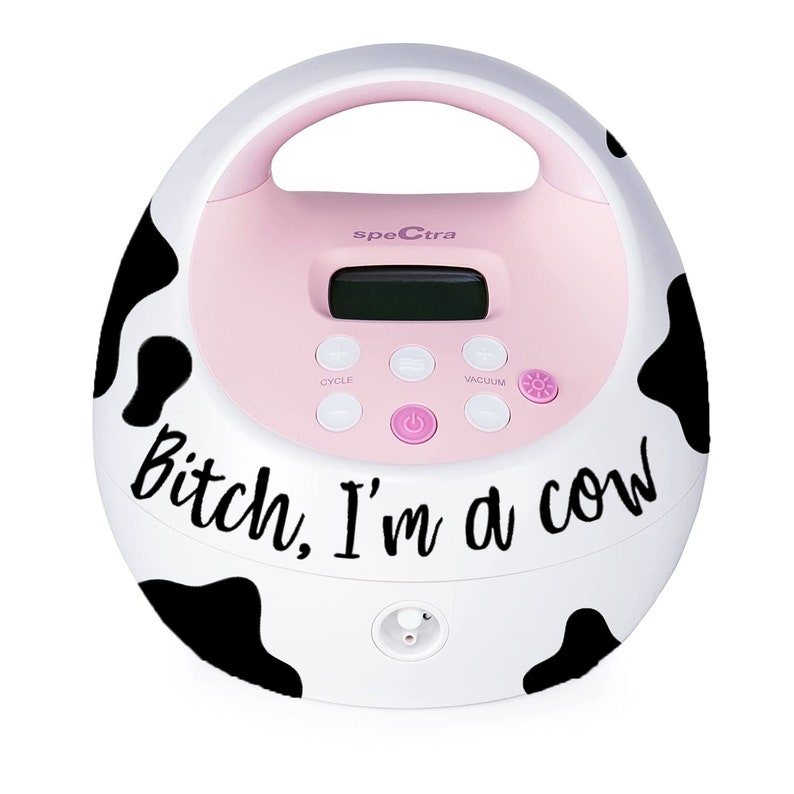 Bitch I’m a cow decal, Spectra pump decal, vinyl sticker set for breast pump, breastfeeding, pumping, funny sticker, cow spots, mom life image 2