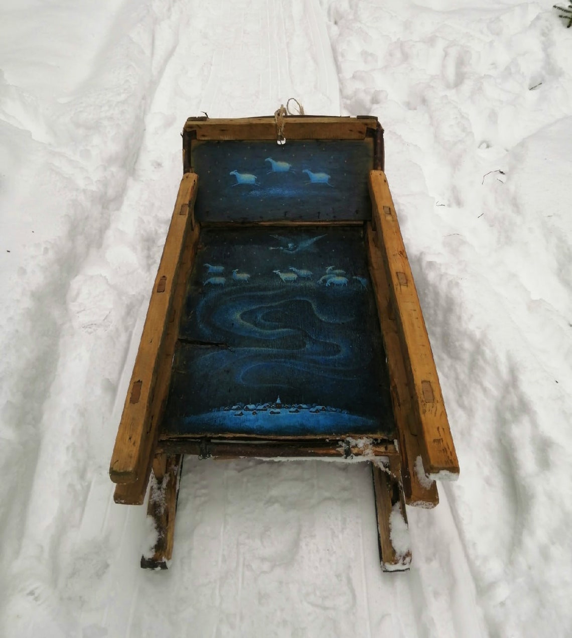 Vintage sleds Handpainted wooden sleds Made of antique sledge Etsy