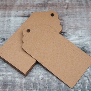 Étiquettes cadeaux Kraft BLANC/BRUN recyclées | Ensemble d’étiquettes cadeaux vierges | Paquet de 3/6/12/24