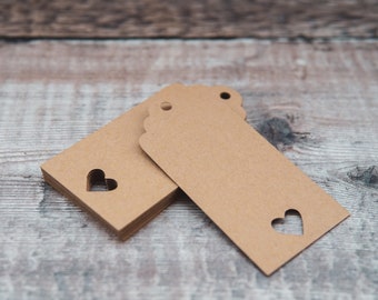 Recycled Plain WHITE/BROWN Heart Kraft Gift Tags | Blank Gift Tag Set | Pack of 3/6/12/24