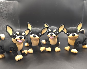 Figurka Flexi Chihuahua | Ruchomy piesek drukowany w 3D | Kieszonkowa zabawka sensoryczna i zwierzątko na biurko