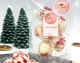 Gefriergetrocknetes Eis Erdbeer-Käsekuchen Glutenfrei, gefriergetrocknete Snacks, gefriergetrocknete Lebensmittel, Geburtstagsgeschenk. Weihnachtsgeschenk