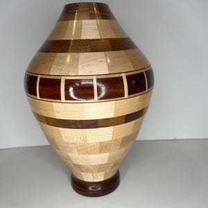 Tall Wooden segmented Vase