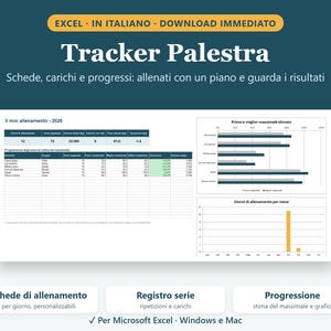 Excel Gym Tracker | Workout Plan, Set and Load Log, 1RM Progression | Digital Download
