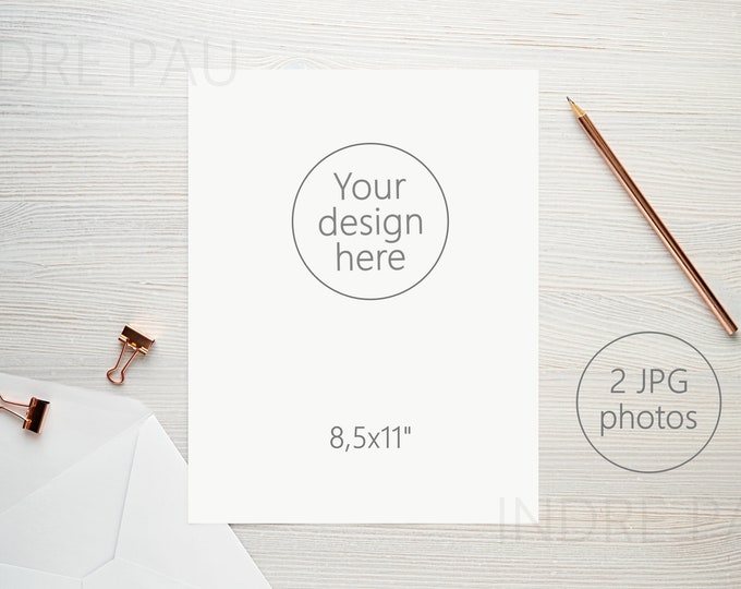 8.5x11" Letter Mockup, Printable Stationery Mockup, Stationery ...
