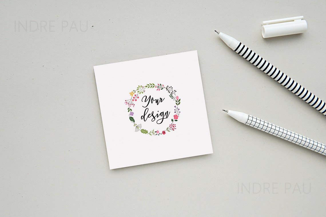 Square Sticky Notes Mockup, 4 JPG Images Bundle, Sticky Memo Notepad ...