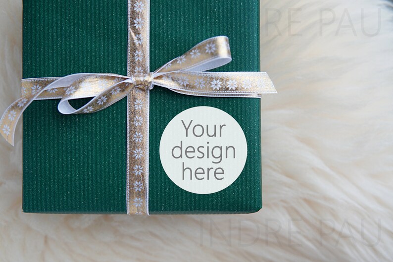 Download Christmas gift box sticker mockup place for thank you or ...