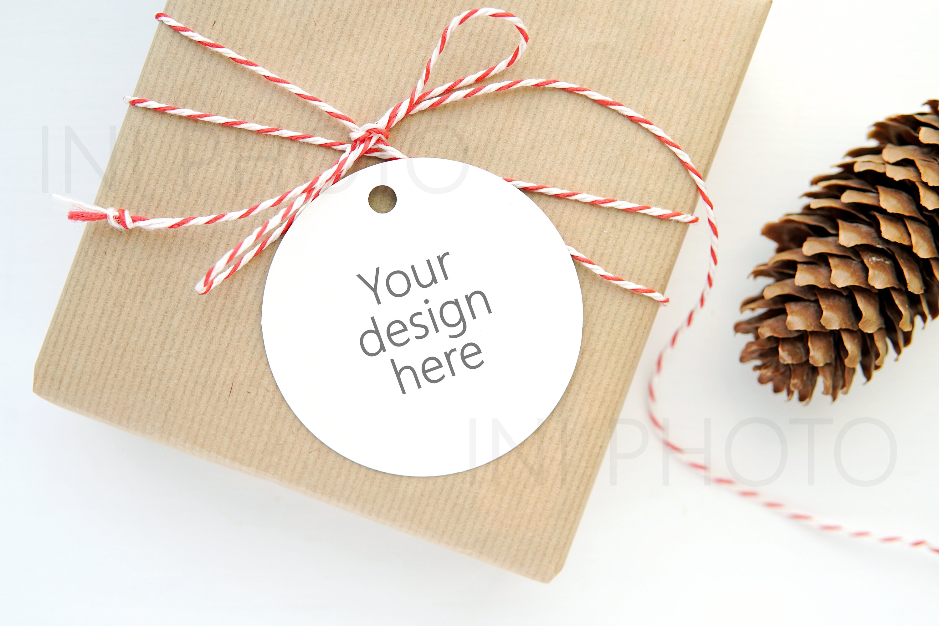 Download Christmas gift tag mockup photo round label mockup name tag | Etsy
