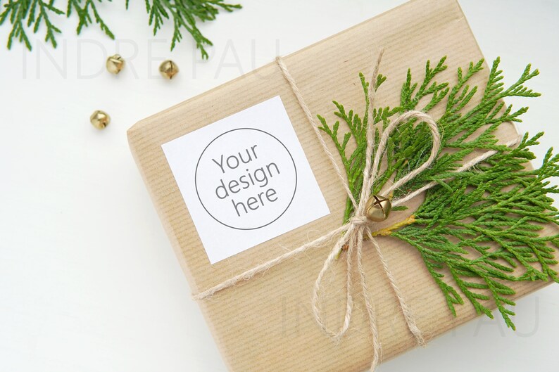 Download Square Christmas sticker mockup label mockup gift tag | Etsy