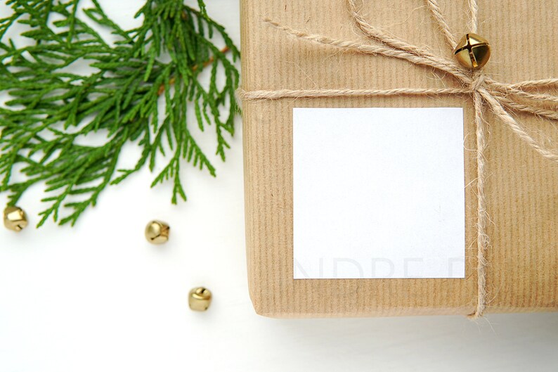 Download Square Christmas sticker mockup label mockup gift tag | Etsy