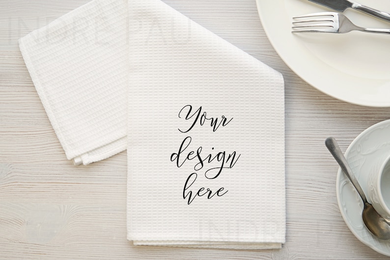 White Waffle Kitchen Towel Mockup Tea Towel Mockup Hand Etsy