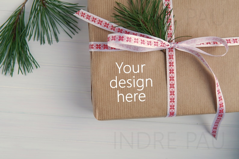 Download Christmas gift box mockup for sticker place for thank you ...