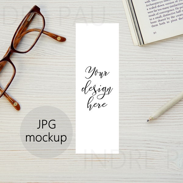 2x6" bookmark mockup, book note mockup, paper bookmark mockup, styled stock photo, JPG file, digital download.