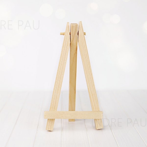 Small easel mockup for table card, party invitation design, mini wooden stand mockup, empty wedding easel mockup, easel sign mockup.