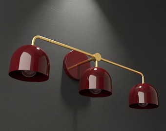 Brass 3-Light Vanity Wall Sconce: Mid-Century Modern Bathroom Lighting
