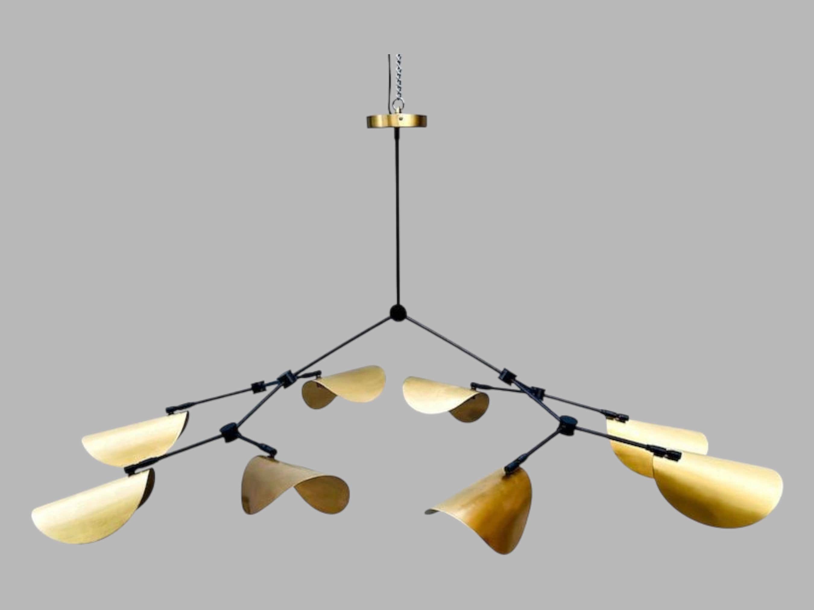 Mid Century Sputnik 8-Arm Brass Chandelier - Stilnovo Style