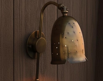 Perforated Brass Wall Sconce | Mid-Century Scandinavian Lighting