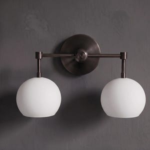 Double Globe Wall Sconce, Mid Century Vanity Light, Custom Color Wall Lamp, Modern Bathroom Lighting, Contemporary Wall Fixture