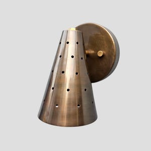 Brass Light Wall Sconce Light - Antique patina Brass Well Sconce Light - Mid Century Modern Antique Brass Wall Sconce
