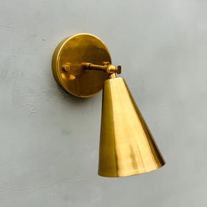 Raw Brass Cone Wall Sconce: Mid-Century Modern Italian Lighting