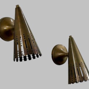 Brass Mid Century Brass Wall Sconce Italian Raw Brass Finish Interior Wall Art Decor Light Pair Wall Lamp Bedside Sconce raw brass