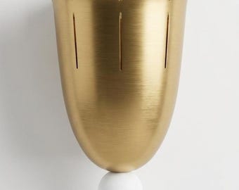Solid Brass Wall Sconce, Art Deco Bedside Lamp, Antique Gold Lighting Fixture