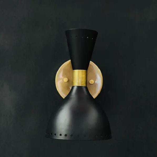 イタリア ミッドセンチュリー スティルノボ アンティーク 真鍮 照明 ミッドセンチュリー真鍮製壁付け照明（ペア）：イタリア製