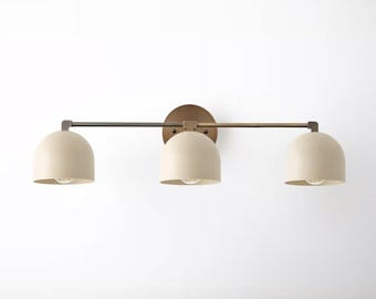 Brass 3-Light Vanity Wall Sconce: Mid-Century Modern Bathroom Lighting