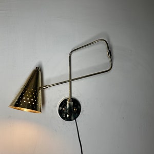 Italian Vintage Brass Wall Sconce With Swing Arm Wall Light Lamp Fixture With Dimmer Switch